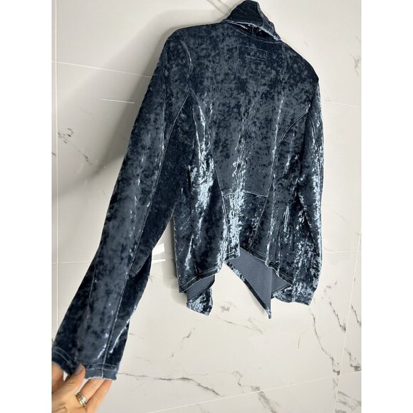 Blank NYC Jacket Blazer Crushed Velvet Asymmetrical Draped Zipper Moto Edgy Sz L - Picture 8 of 11
